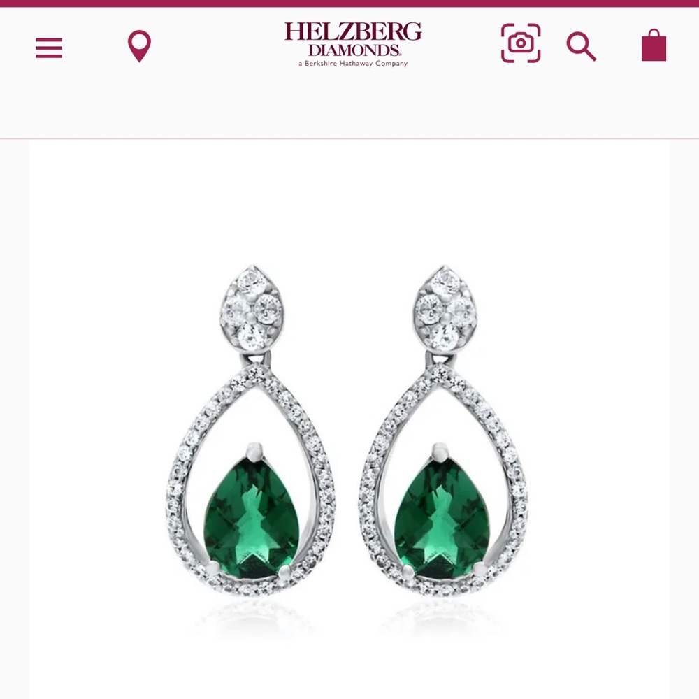 Helzburg Diamonds Emerald Teardrop Earring and Necklace Set